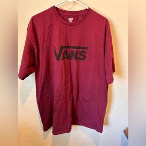 Vans Burgundy Logo T-Shirt XL Large Graphic Skate Tee